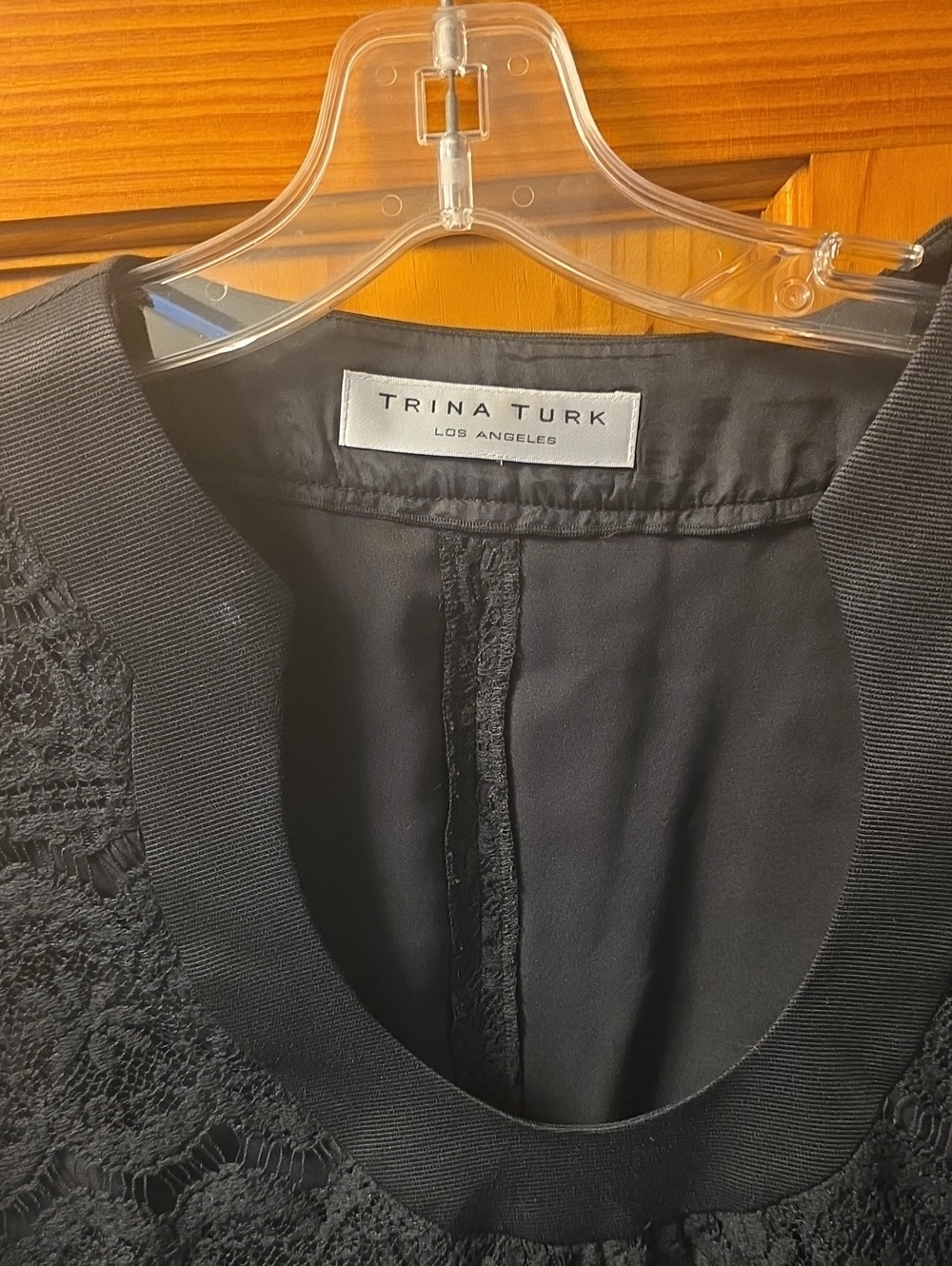 Trina Turk Black Lace Scoop Neck Blouse